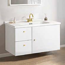 Vesa 800mm Wall Hung Single Vanity with Ceramic Countertop