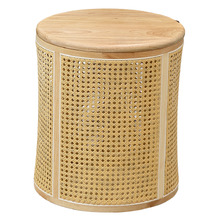 Arcane Rubberwood & Rattan Side Table