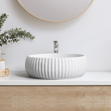 Cove 400mm Matte White Round Ceramic Above Counter Basin