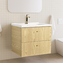 Callum 600mm Oak Wall Hung Single Vanity with Ceramic Countertop