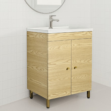 Callum 600mm Oak Freestanding Single Vanity with Ceramic Countertop