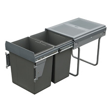 Domestique 40L Steel Twin Slide Out Waste Bin with Door Mount for 400mm Cupboard