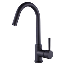 Emerald Black Round Gooseneck Kitchen Sink Mixer