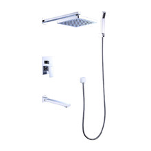 Chrome Shower Arm & Head Set with Spout & Mixer