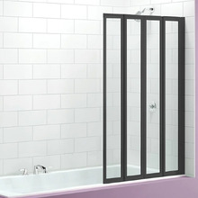 Black 4 Fold Glass Folding Bath Shower Screen