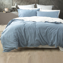 Blue Essentials Vintage Stonewashed Reversible Quilt Cover Set
