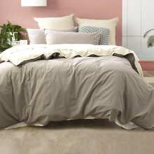 Charcoal Essentials Vintage Stonewashed Reversible Quilt Cover Set