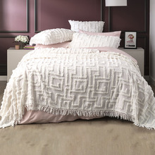 White Riley Vintage Washed Tufted Cotton Bed Cover Set