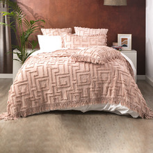Blush Riley Vintage Washed Tufted Cotton Bed Cover Set