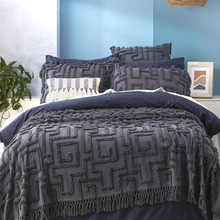 Slate Riley Vintage Washed Tufted Cotton Bed Cover Set