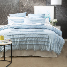 Blue Classic Vintage Washed Tufted Cotton Quilt Cover Set