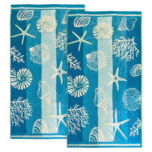 Coral Aqua Cotton Beach Towels (Set of 2)