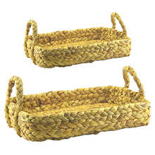 2 Piece Natural Water Hyacinth Tray Set