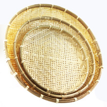 3 Piece Natural Hand-Woven Bamboo Tray Set