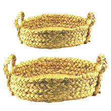 2 Piece Natural Kali Water Hyacinth Tray Set
