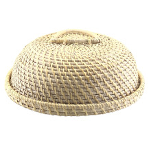 2 Piece Whitewash Rattan Tray & Dome Cover Set