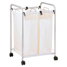 3 Piece Double Laundry Sorter Cart Set