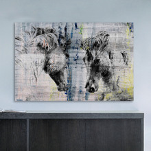 Facing Horses Canvas Wall Art
