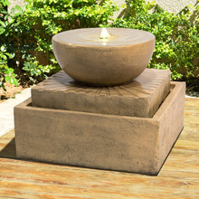 2-Tier Geometric Outdoor Fountain with LED
