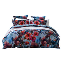 Azure Bloom Cotton Sateen Quilt Cover Set