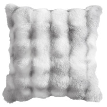 Silver Faux Rabbit Fur Cushion