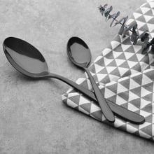 24 Piece Premium Black Stainless Steel Cutlery Set