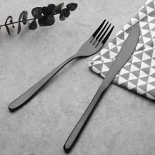 24 Piece Premium Black Stainless Steel Cutlery Set