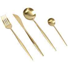 24 Piece Matte Gold Polish Stainless Steel Cutlery Set