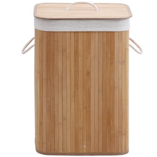 Rectangular Helix Folding Bamboo Laundry Hamper