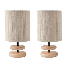 Hollis Rubberwood & Cotton Table Lamps (Set of 2)