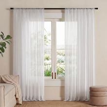 Georgia White Sheer Rod Pocket Curtains (Set of 2)