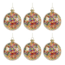Aspen Confetti Sequin Glass Baubles (Set of 6)