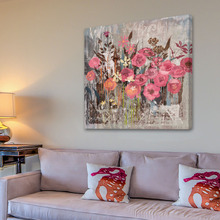 Floral Frenzy Pink II Art Print on Canvas
