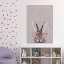 Hare with Red Glasses Canvas Wall Art