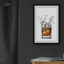Whiskey & Ice Framed Printed Wall Art