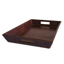 Dark Leather Angled Tray