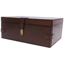 Dark Leather Strap Jewellery Box