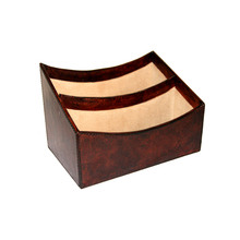 Dark Leather Office Letter Rack