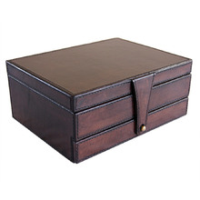 Dark Leather Jewellery Box with Draw