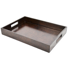 Dark Leather Rectangular Tray