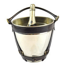 Genuine Leather Wine Chiller Metal