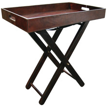 Dark Brown Mivar Leather Butler's Tray Table