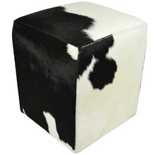 Black & White Juery Cube Leather Ottoman