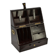 Dark Leather Stationery Box