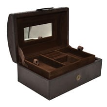Dark Leather Curve Top Jewellery Box