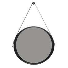 Large Sheena Round Buffalo Leather Wall Mirror