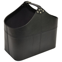 Black Buffalo Leather Buckle Basket