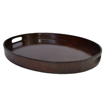 Dark Leather Oval Tray