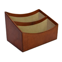 Tan Leather Office Letter Rack