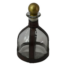 Dark Leather & Glass Decanter
